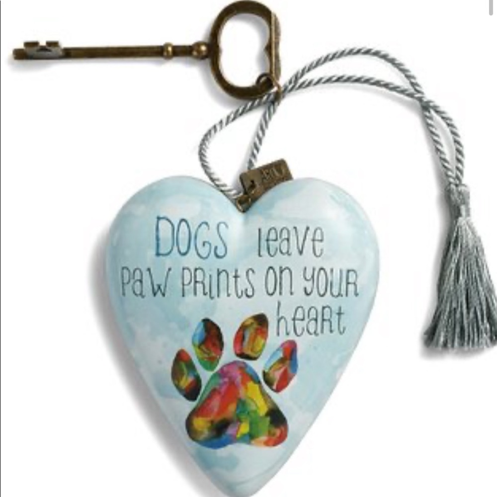 DEMDACO Art Hearts -Blue and White "Paw Prints on Your Heart" Decor NWT